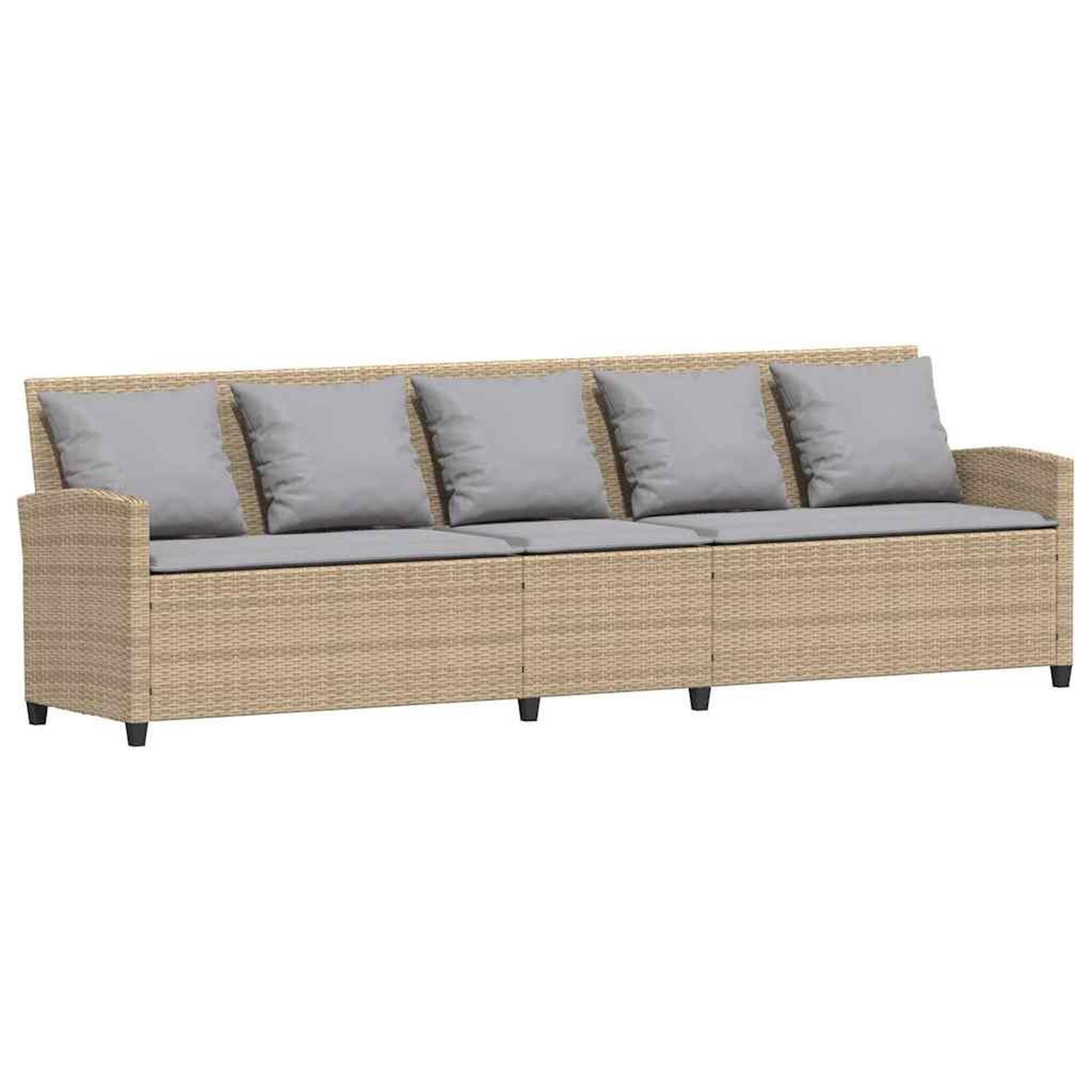 Voir la diapositive 2 : VIDAXL Canape de jardin avec coussins 5 places beige resine tressee
