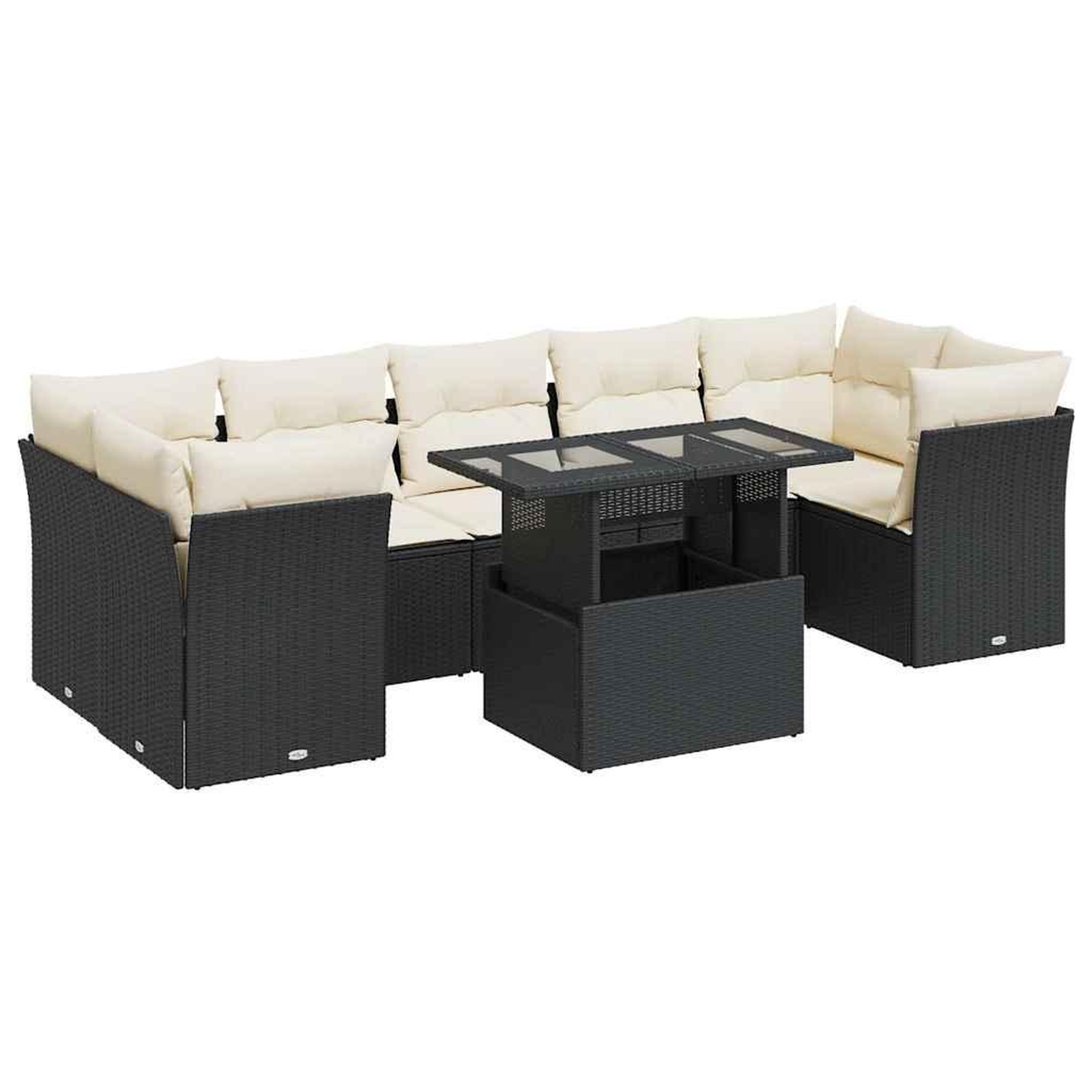Voir la diapositive 2 : VIDAXL Salon de jardin 8 pcs avec coussins noir resine tressee