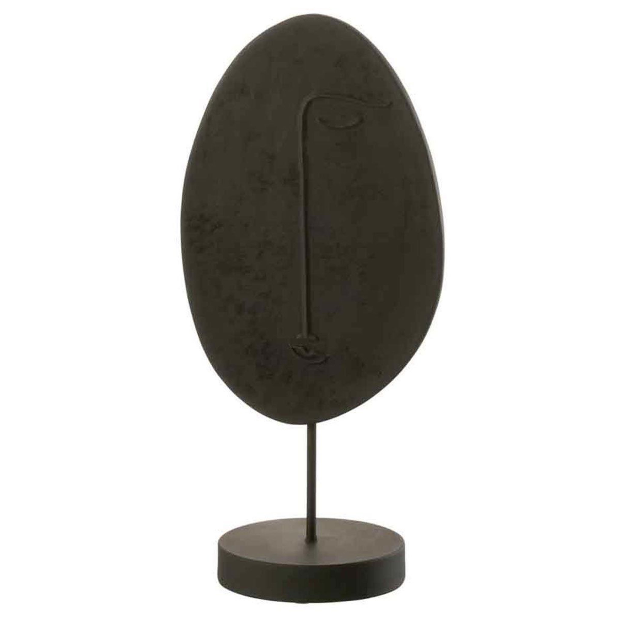 J-LINE Statuette Déco sur Socle  Tête Plate  46cm Noir