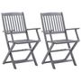 Voir la diapositive 3 : VIDAXL Chaises pliables d'exterieur lot de 2 et coussins Bois d'acacia