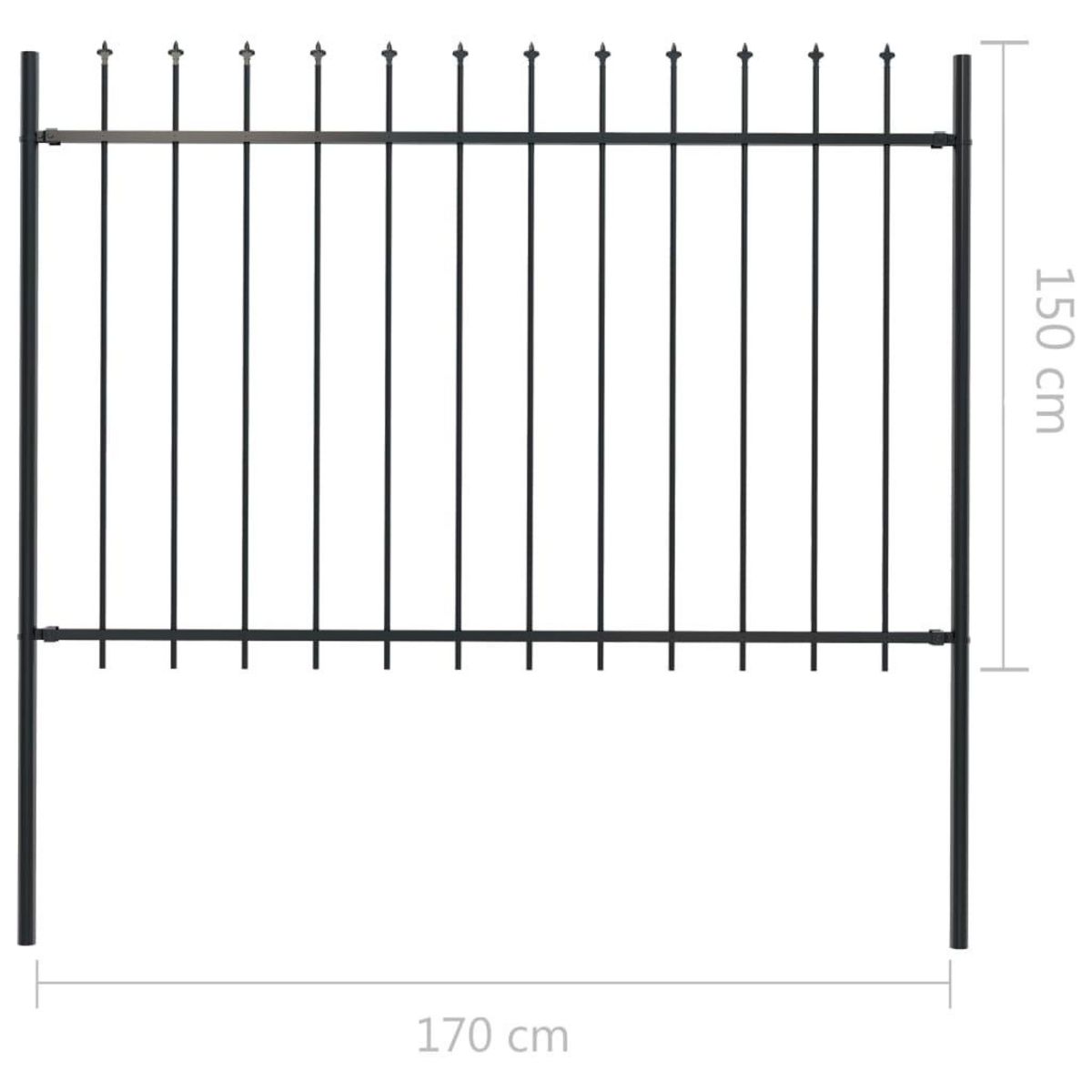 VIDAXL Cloture de jardin avec dessus en lance Acier 1,7 x 1,5 m Noir