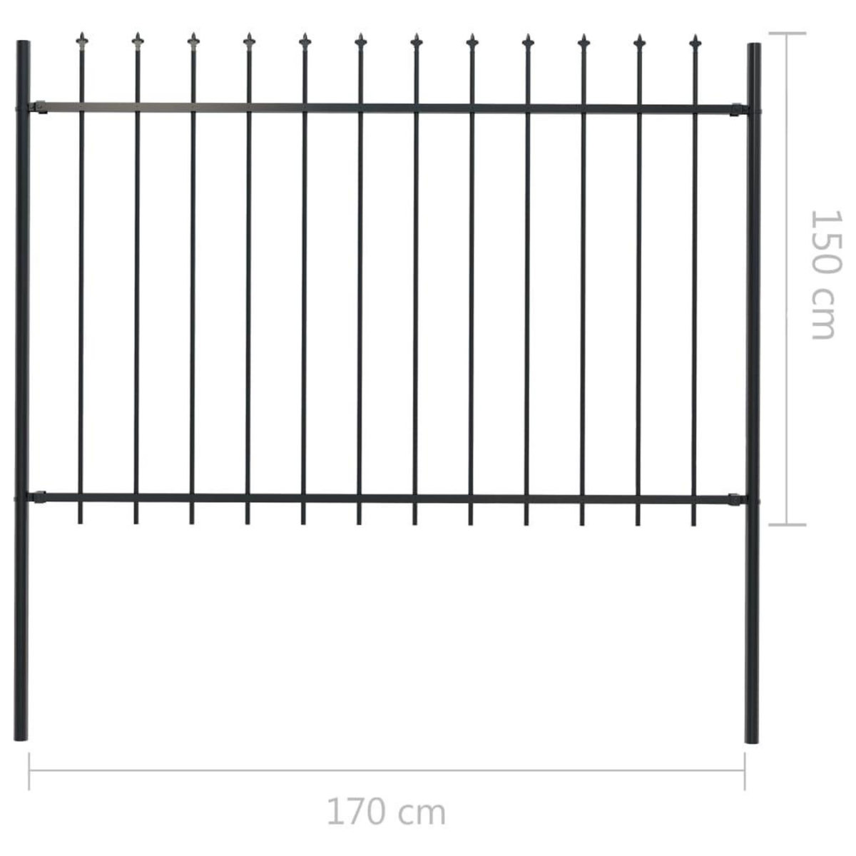VIDAXL Cloture de jardin avec dessus en lance Acier 1,7 x 1,5 m Noir