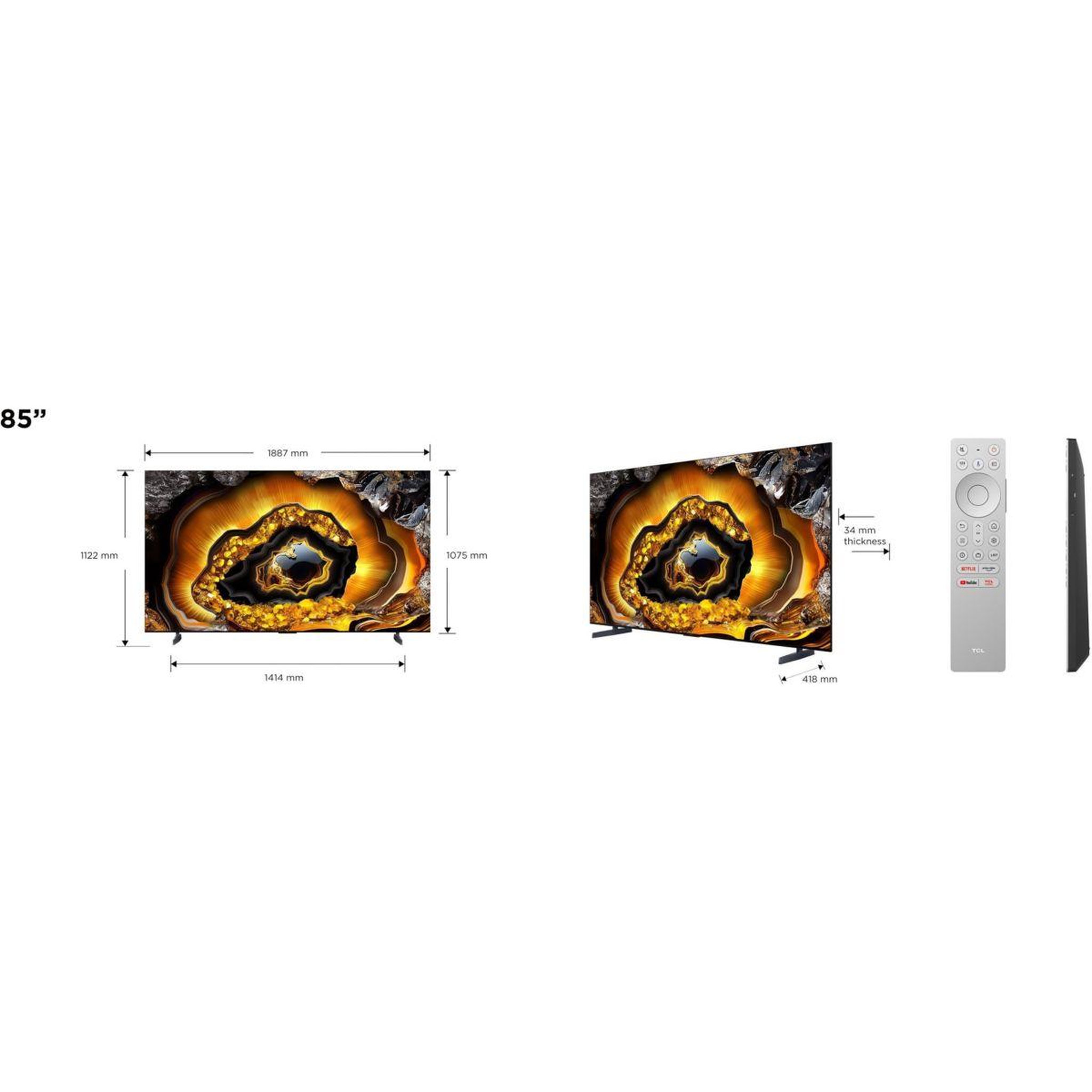 Voir la diapositive 3 : TCL TV QLED Mini LED 85X955