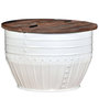 Voir la diapositive 1 : VIDAXL Table basse Bois de recuperation massif Blanc Forme de baril