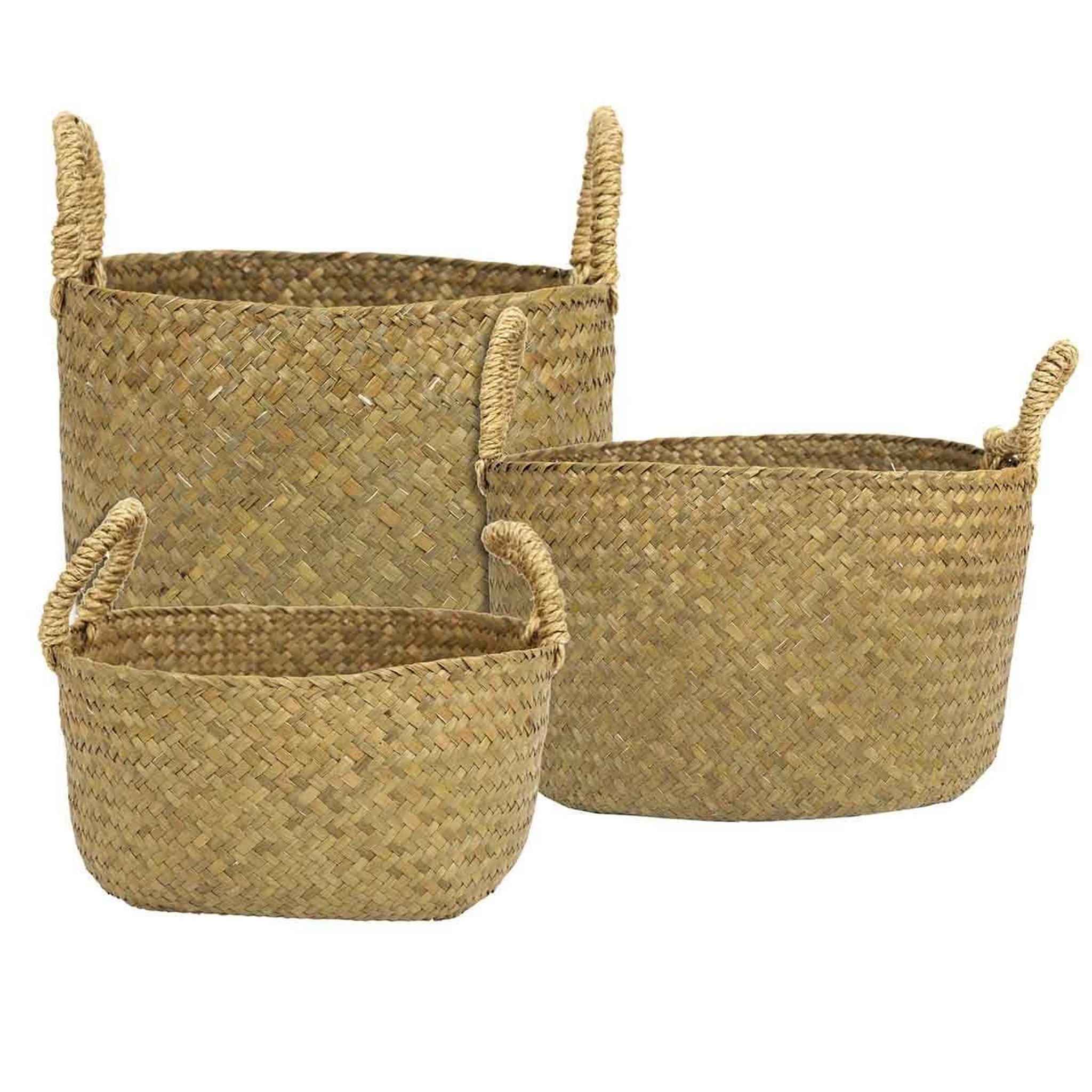 The Home Deco Factory Lot de 3 paniers de rangement  tressé  34cm naturel