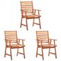 Voir la diapositive 2 : VIDAXL Chaises a manger d'exterieur lot de 3 et coussins Acacia massif