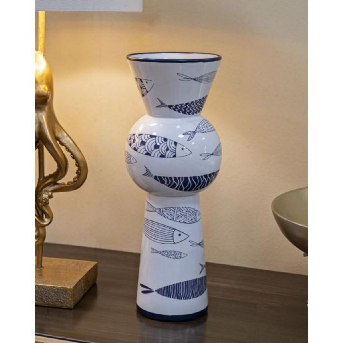 Paris Prix Vase Haut en Céramique  Poissons  38cm Multicolore