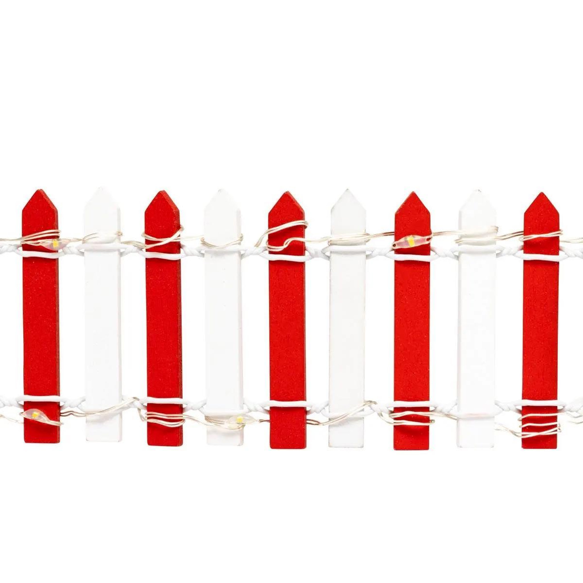 Voir la diapositive 3 : FEERIC LIGHT & CHRISTMAS Accessoire village de noël  barrière  9cm rouge & blanc
