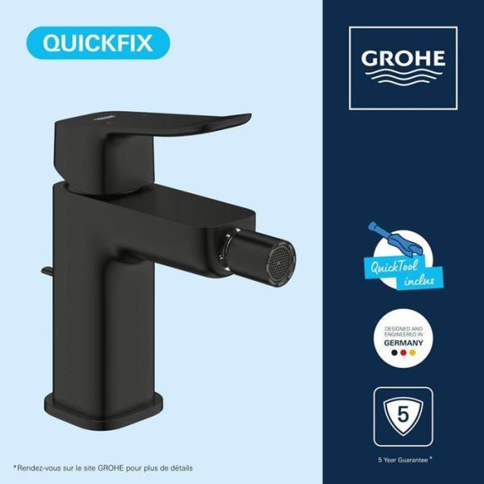 Voir la diapositive 4 : Grohe Mitigeur de bidet - grohe dice - noir mat