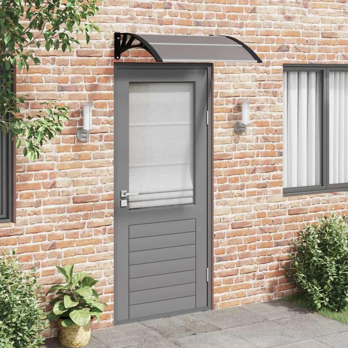 VIDAXL Auvent de porte noir 100 x 75 cm en polycarbonate