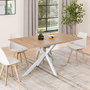 Voir la diapositive 4 : ID MARKET Table à manger extensible rectangle ALIX 6-10 personnes bois et blanc 160-200 cm