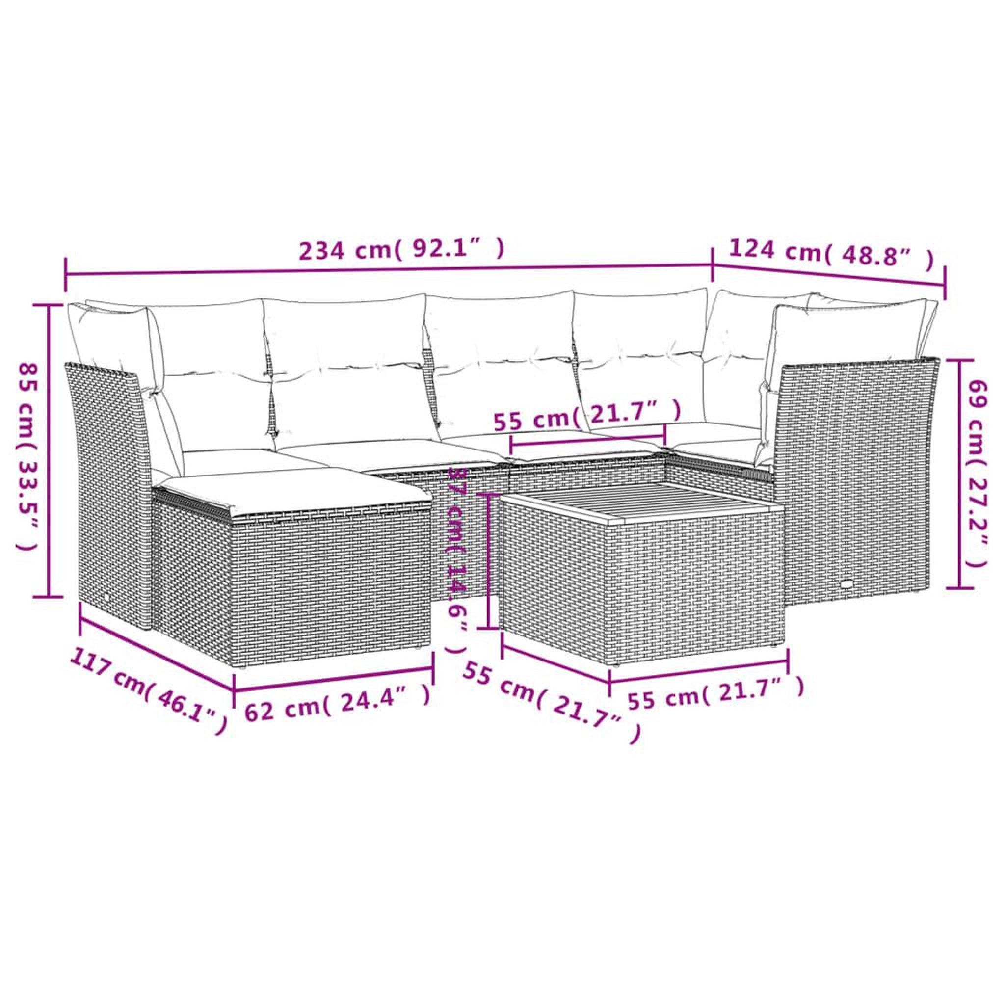 Voir la diapositive 4 : VIDAXL Salon de jardin 7 pcs avec coussins noir resine tressee