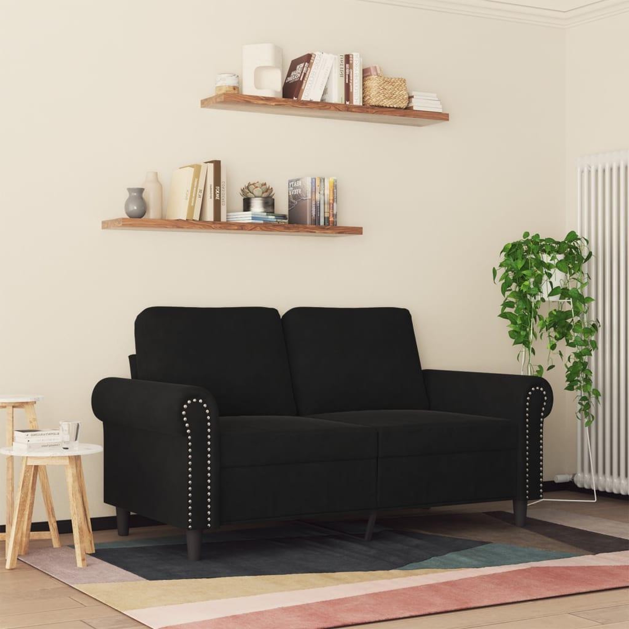 Voir la diapositive 3 : VIDAXL Canape a 2 places Noir 120 cm Velours