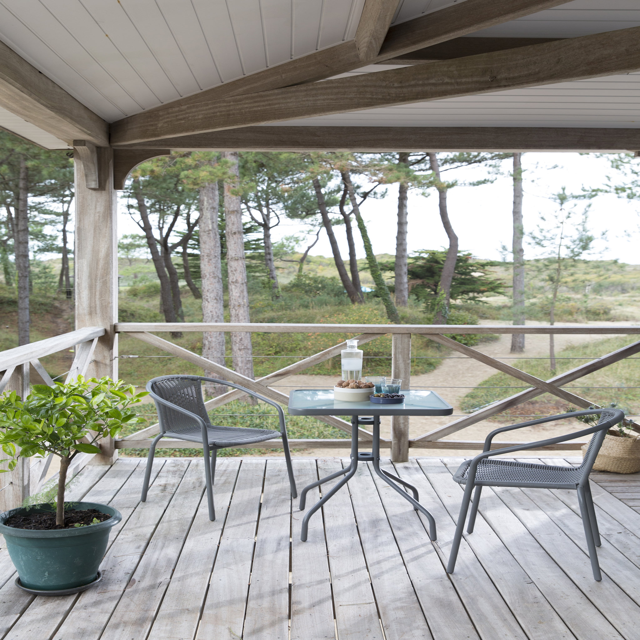 Voir la diapositive 3 : GARDENSTAR Table de jardin ronde en verre BISTROT
