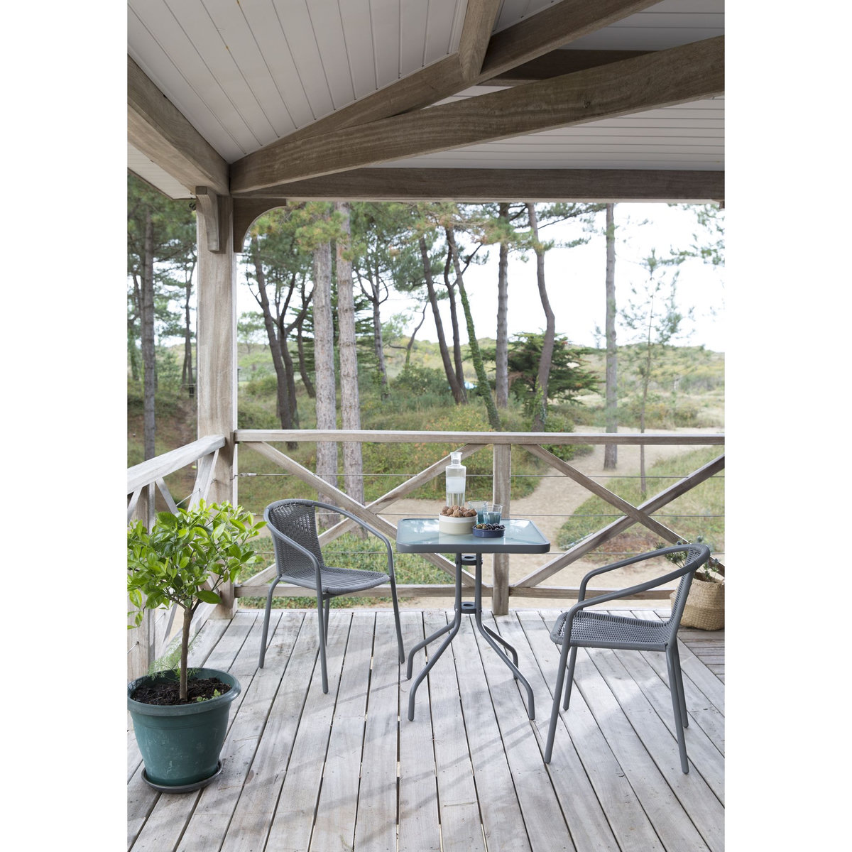 GARDENSTAR Table de jardin ronde en verre BISTROT