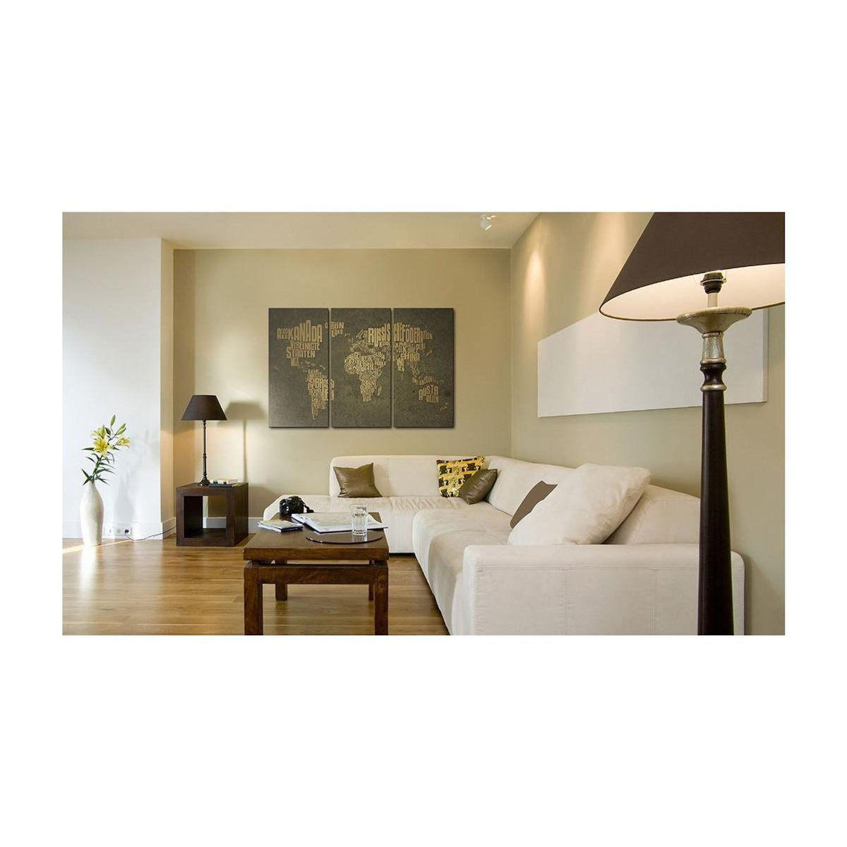 Paris Prix Tableau 3 Panneaux  Carte du Monde en Allemand : Continents