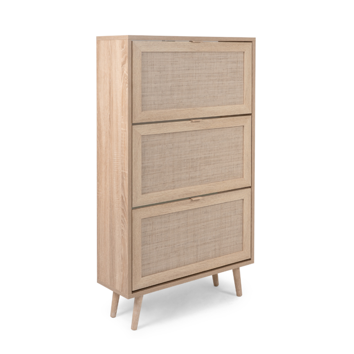 CONCEPT USINE Meuble à chaussures en bois 3 tiroirs effet cannage TIVAT