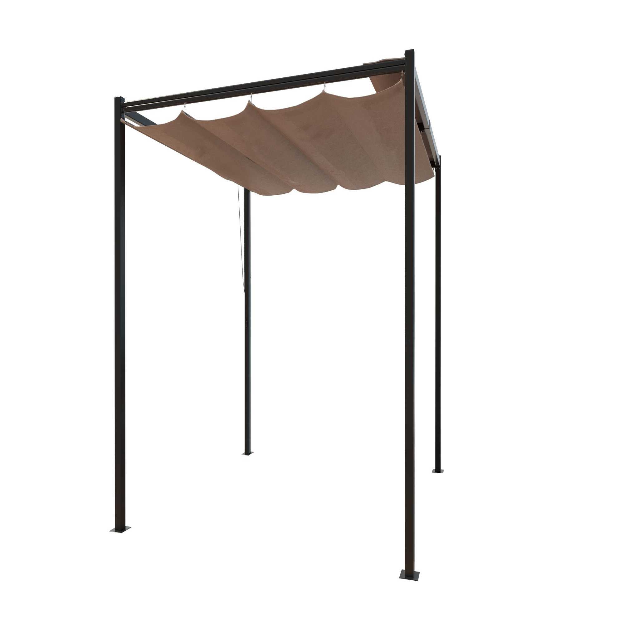 CONCEPT USINE Pergola autoportante 3 x 3 m en acier avec toile taupe tusa