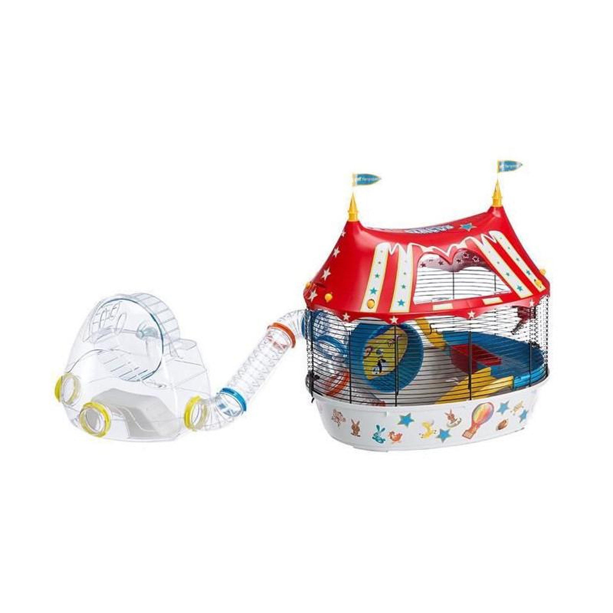 Voir la diapositive 2 : Ferplast FERPLAST Cage Circus Fun 49,5x34x42,5 cm - Rouge - Pour hamster