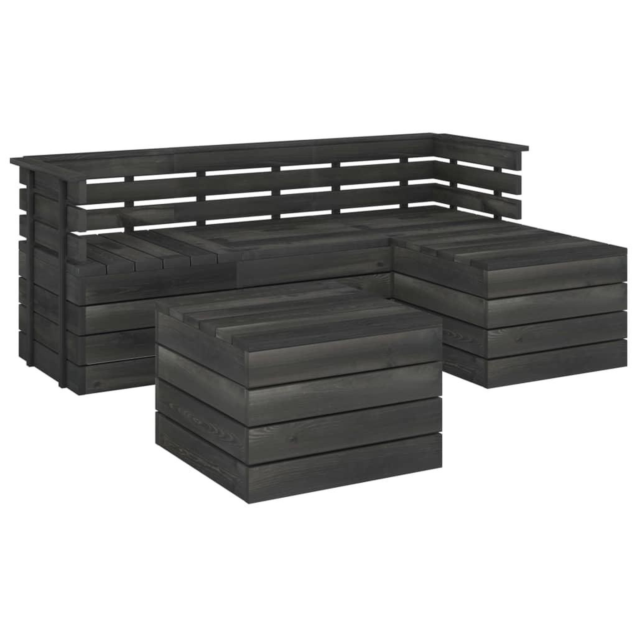 Voir la diapositive 2 : VIDAXL Salon palette de jardin 5 pcs Bois de pin massif Gris fonce