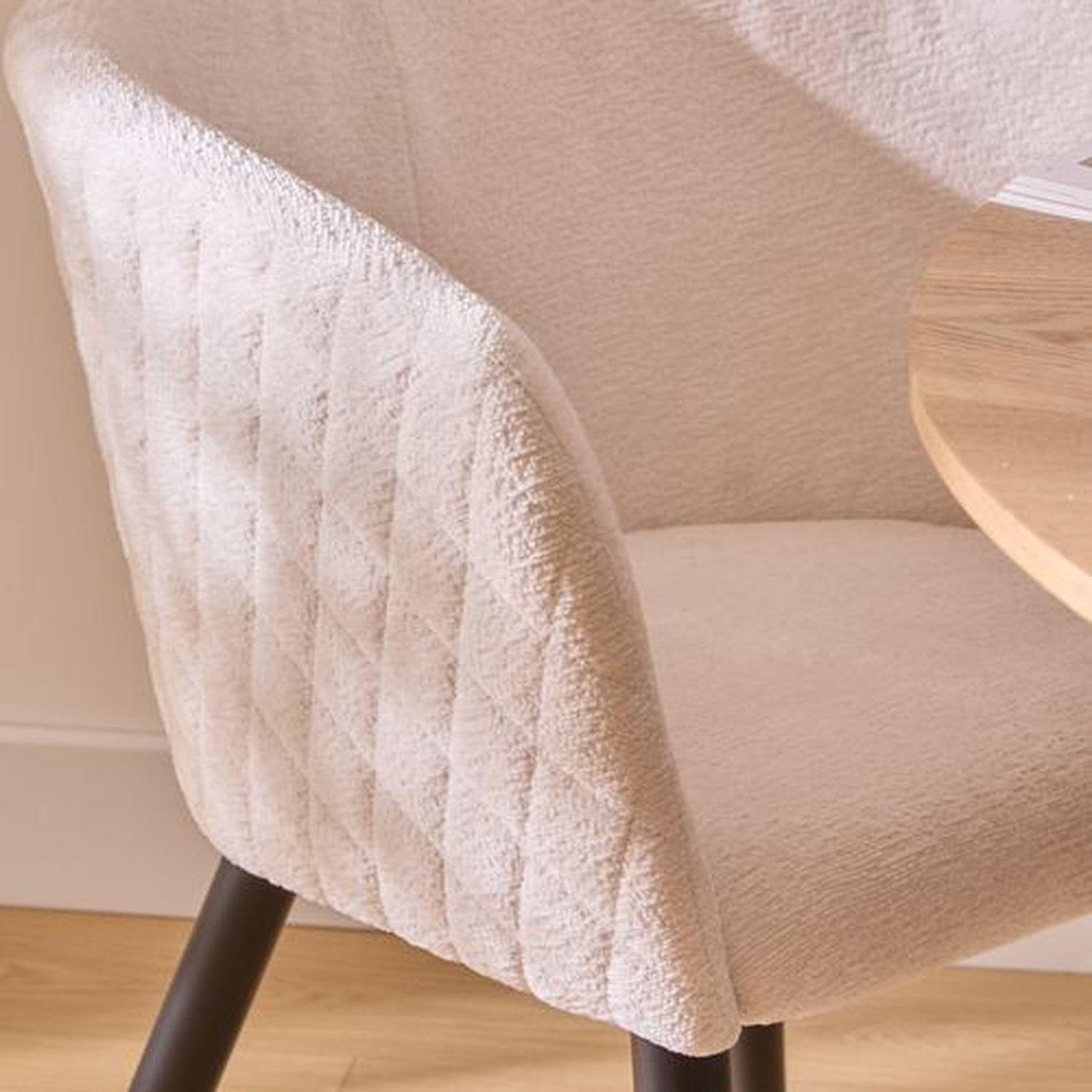 Voir la diapositive 3 : TOILINUX Lot de 2 fauteuils à diner en tissu chenille marlo - ivoire