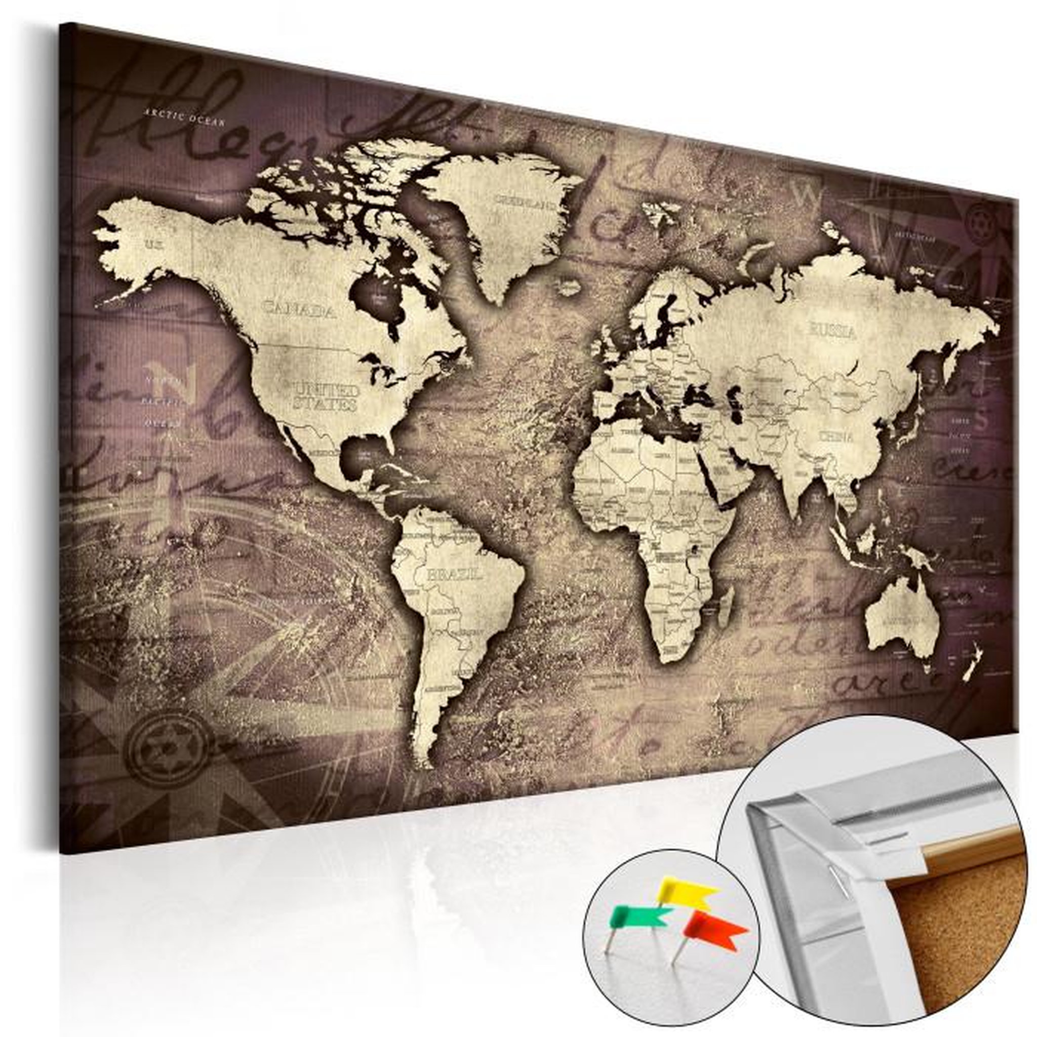 Paris Prix Tableau en Liège  Carte du Monde - Precious World. Coloris disponibles : Multicolore