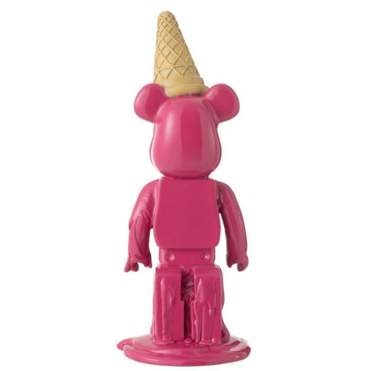 Paris Prix Statuette Déco Ours  Cornet Glace  39cm Fuchsia