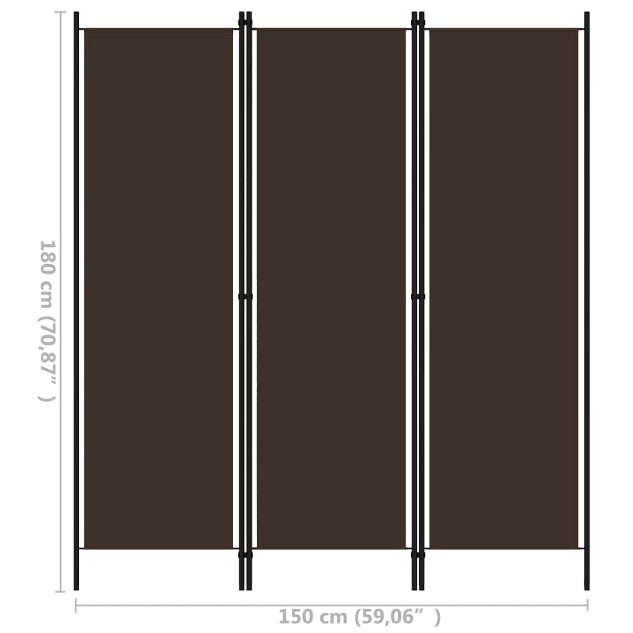 Voir la diapositive 6 : VIDAXL Cloison de separation 3 panneaux Marron 150x180 cm