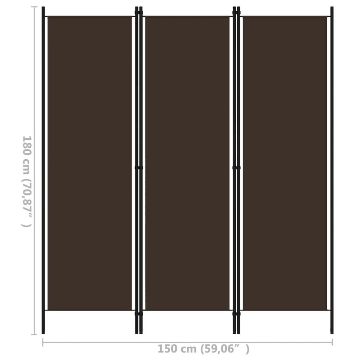 VIDAXL Cloison de separation 3 panneaux Marron 150x180 cm
