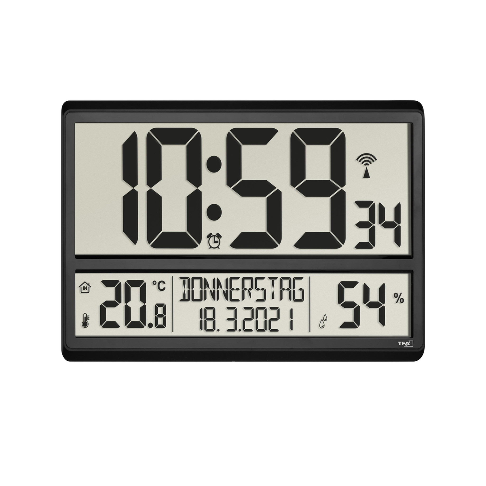 Voir la diapositive 3 : TFA Horloge murale TFA 60.4520.01 couleur noire