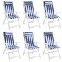 Voir la diapositive 4 : VIDAXL Coussins de chaise a dossier haut lot de 6 rayures bleu/blanc