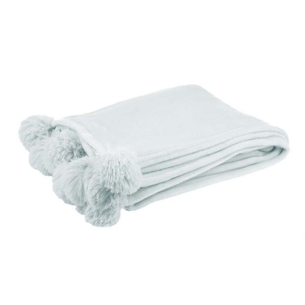 Paris Prix Plaid à Pompons  Blanket  130x180cm Bleu Clair