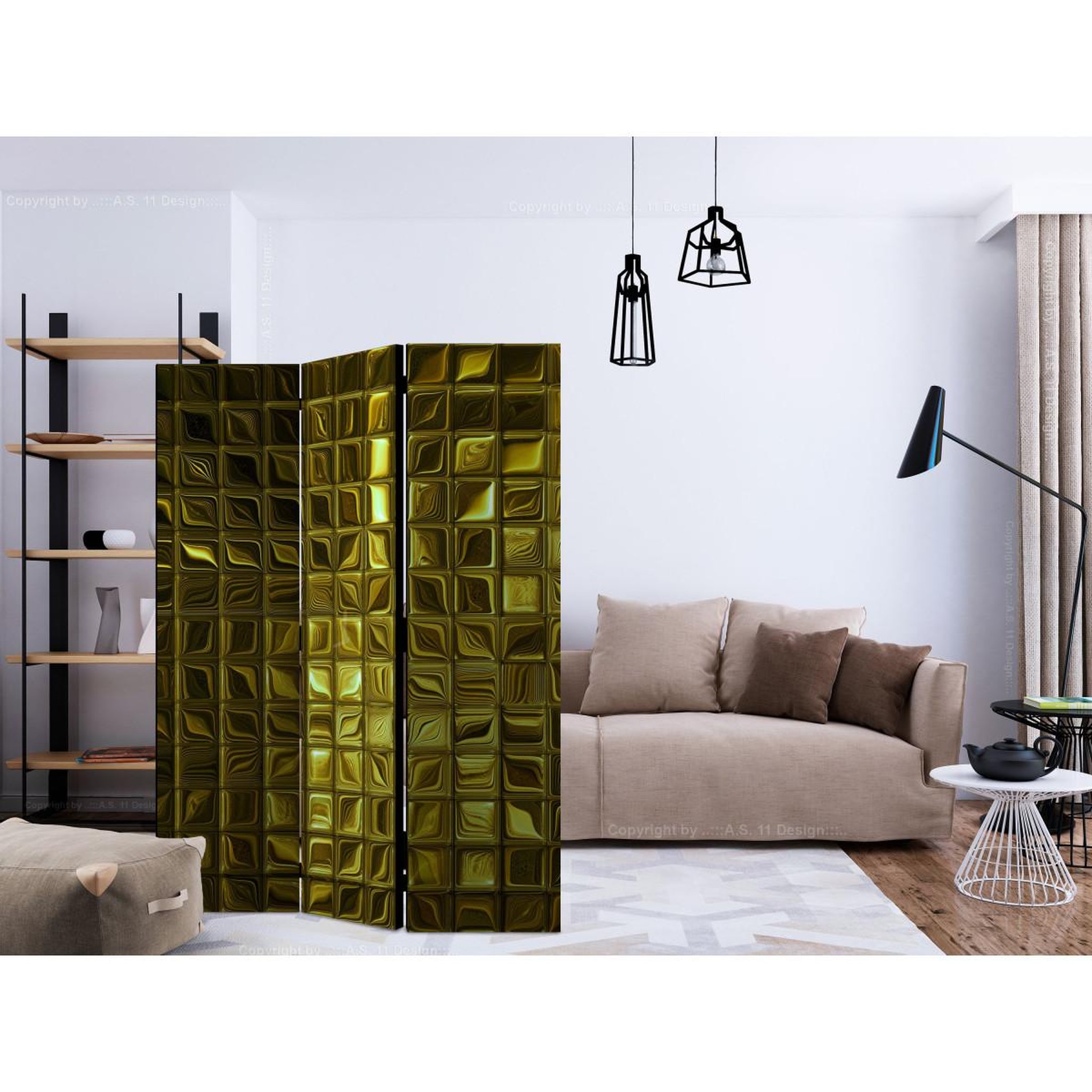 Voir la diapositive 2 : Paris Prix Paravent 3 volets  golden afterglow  135x172cm
