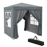 OUTSUNNY Tonnelle de jardin tente pliante barnum pop-up 2 x 2 m 4 parois latérales amovibles 2 fenêtres sac de transport gris