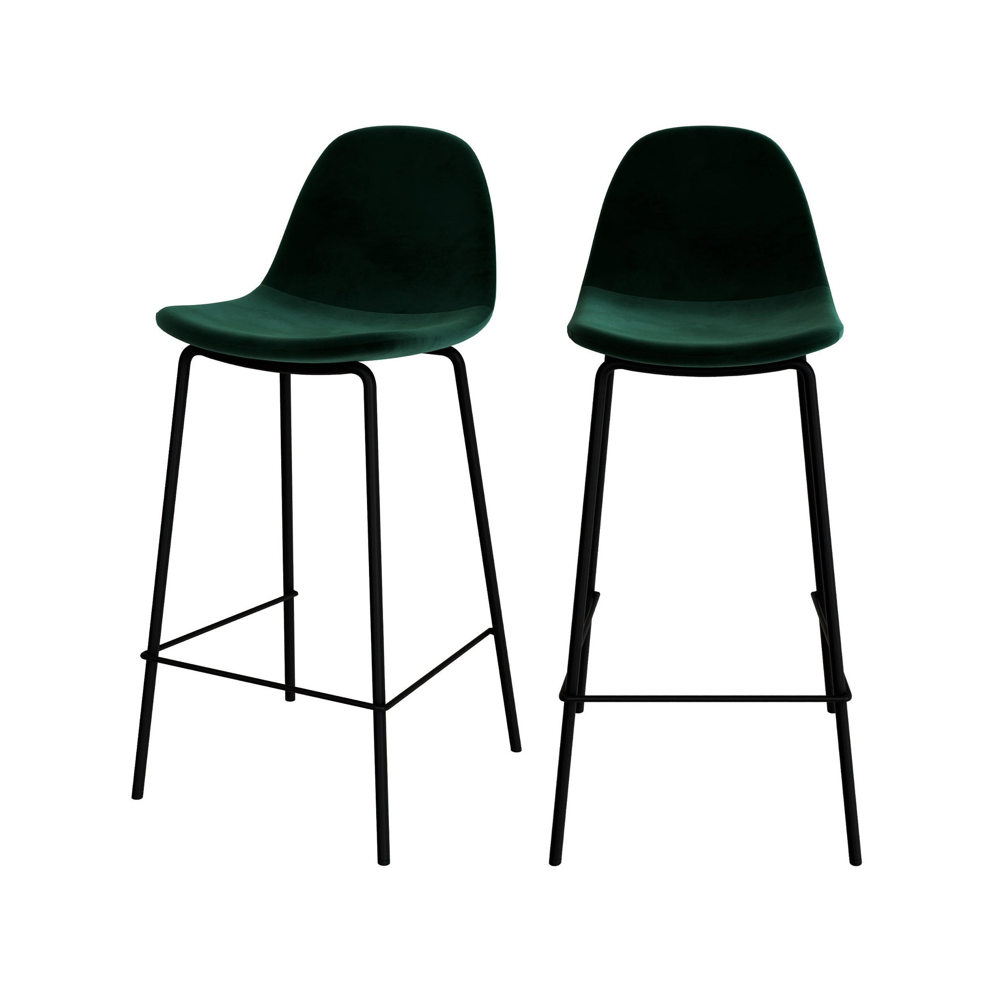 MAISON PAVANE Lot de 2 chaises pour îlot central 65 cm en velours vert foncé-henrik