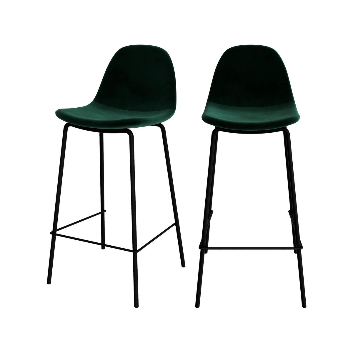 Rendez vous déco Lot de 2 chaises pour îlot central 65 cm en velours vert foncé-Henrik
