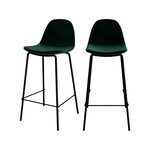 Rendez vous déco Lot de 2 chaises pour îlot central 65 cm en velours vert foncé-Henrik