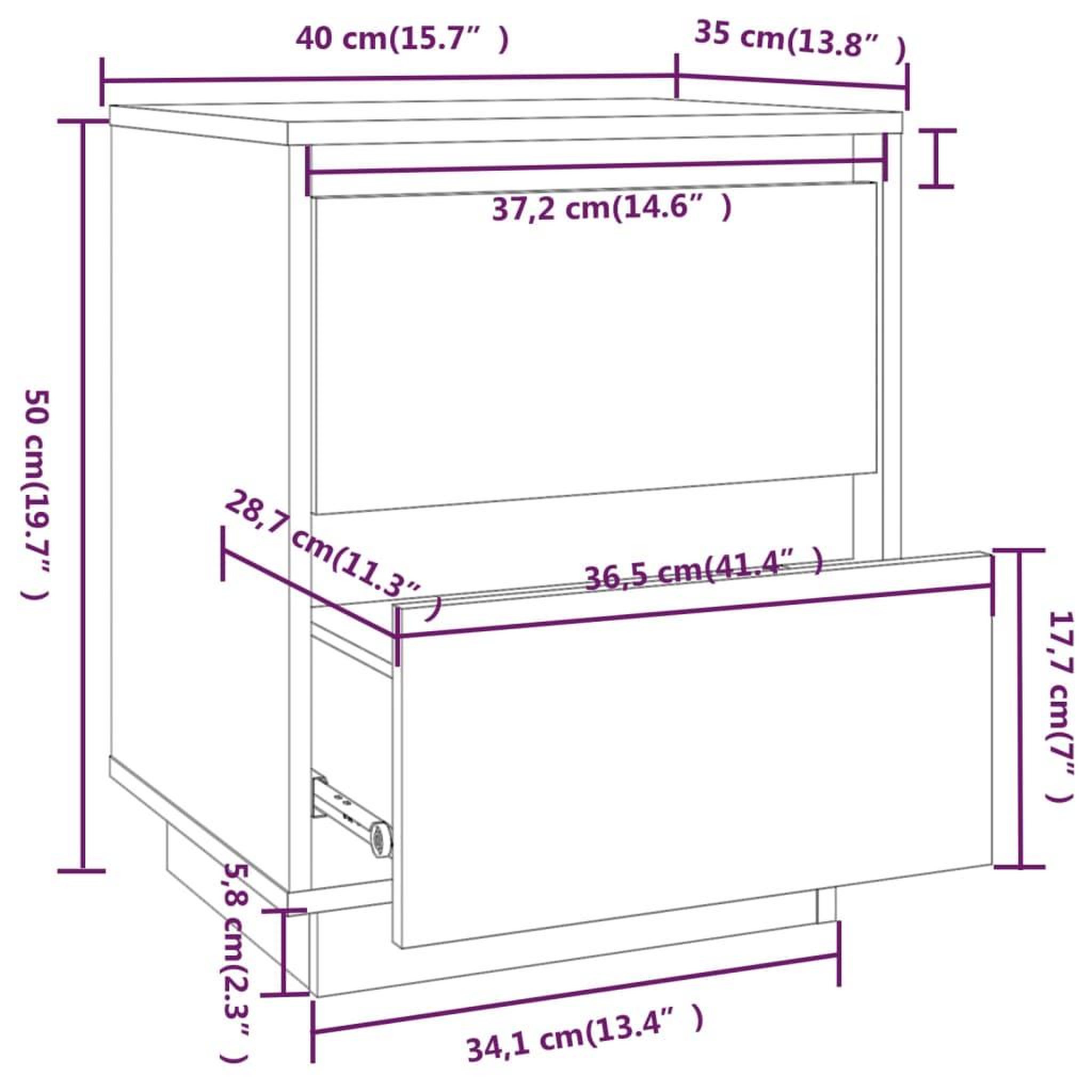 Voir la diapositive 6 : VIDAXL Tables de chevet 2 pcs Blanc 40x35x50 cm Bois de pin solide