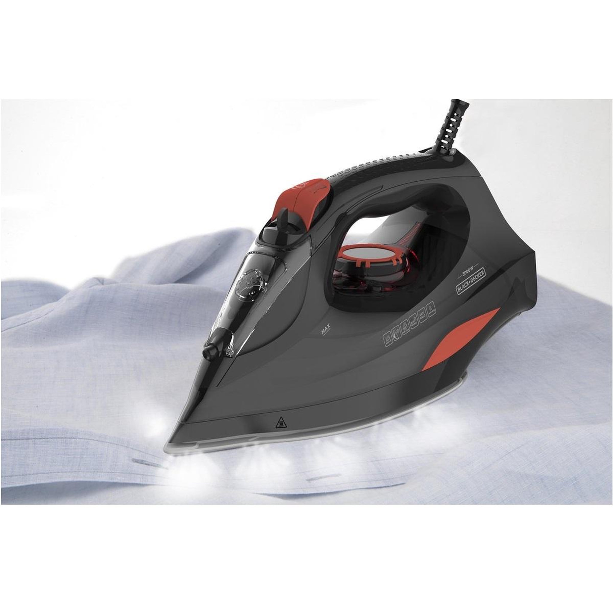 Voir la diapositive 4 : Black et Decker Fer à repasser vapeur 3000w 45g/min noir et rouge - BXIR3000E