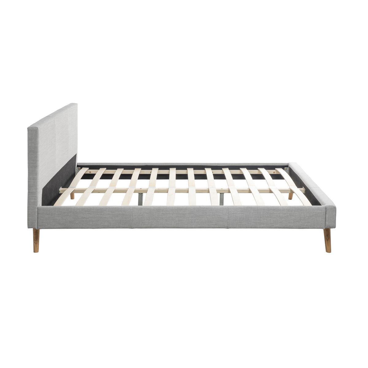 Lit scandinave tissu avec tête de lit et sommier 140x190 cm PORTIMAO