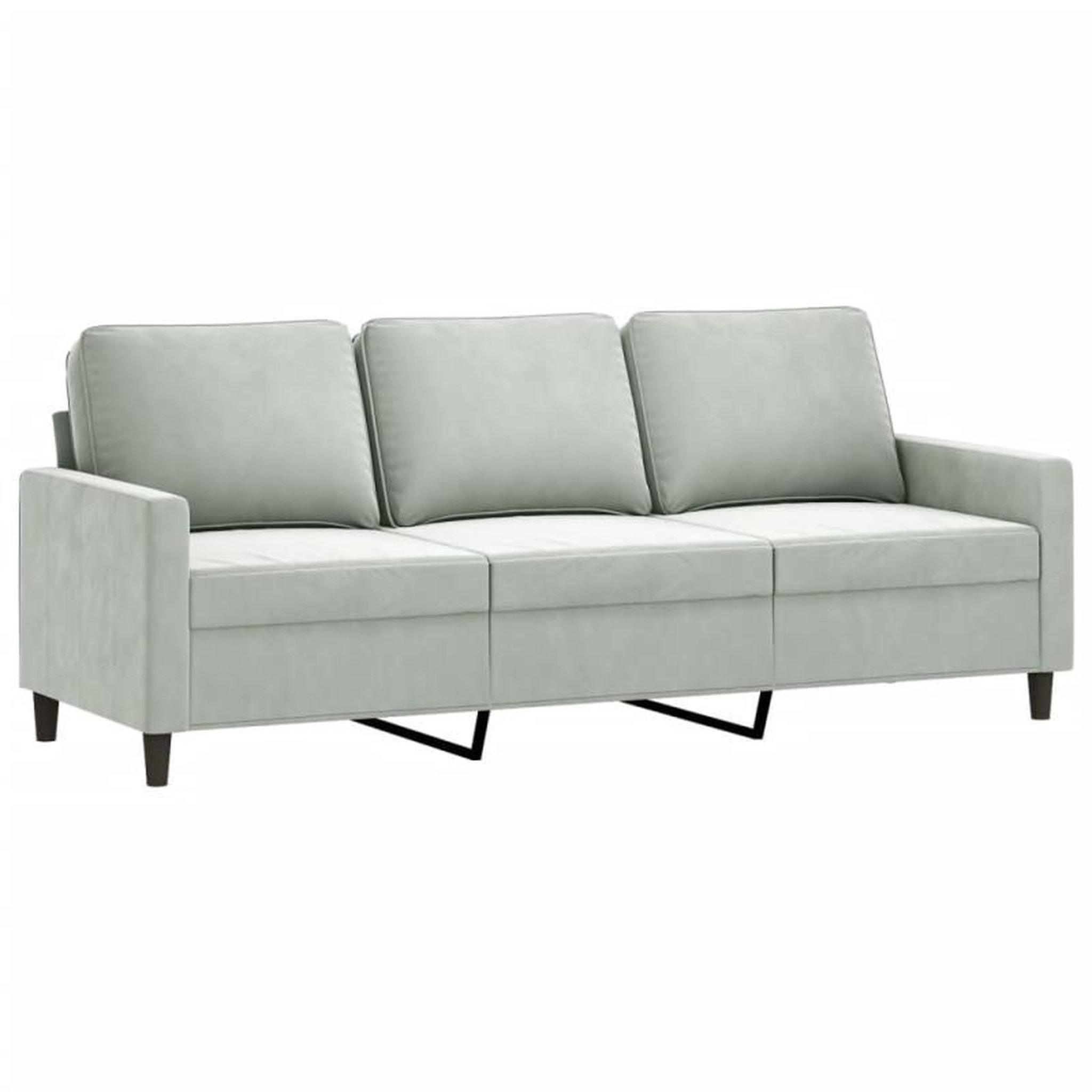 Voir la diapositive 2 : VIDAXL Canapé à 3 places Gris clair 180 cm Velours