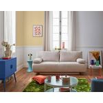 BEST MOBILIER Cristal - canapé 3 places - convertible avec coffre - en velours texturé. Coloris disponibles : Bleu, Bicolore, Orange, Gris, Beige, Rose