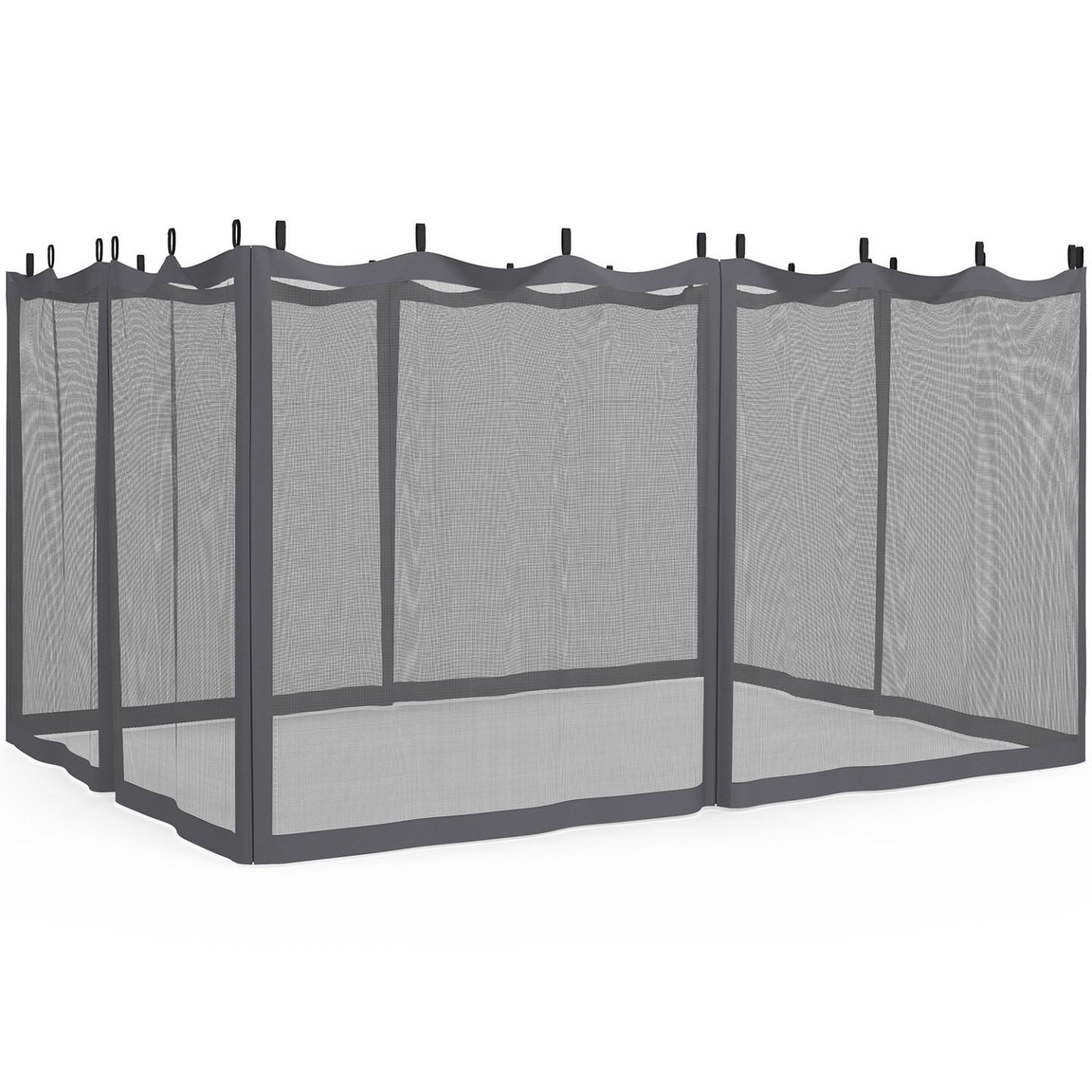 ID MARKET Lot de 4 moustiquaires pour pergola 3x4 gris zippés + crochets