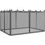 ID MARKET Lot de 4 moustiquaires pour pergola 3x4 gris zippés + crochets