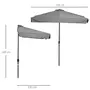 OUTSUNNY Demi parasol - parasol de balcon 5 entretoises métal dim. 2,3L x 1,3l x 2,49H m polyester haute densité gris