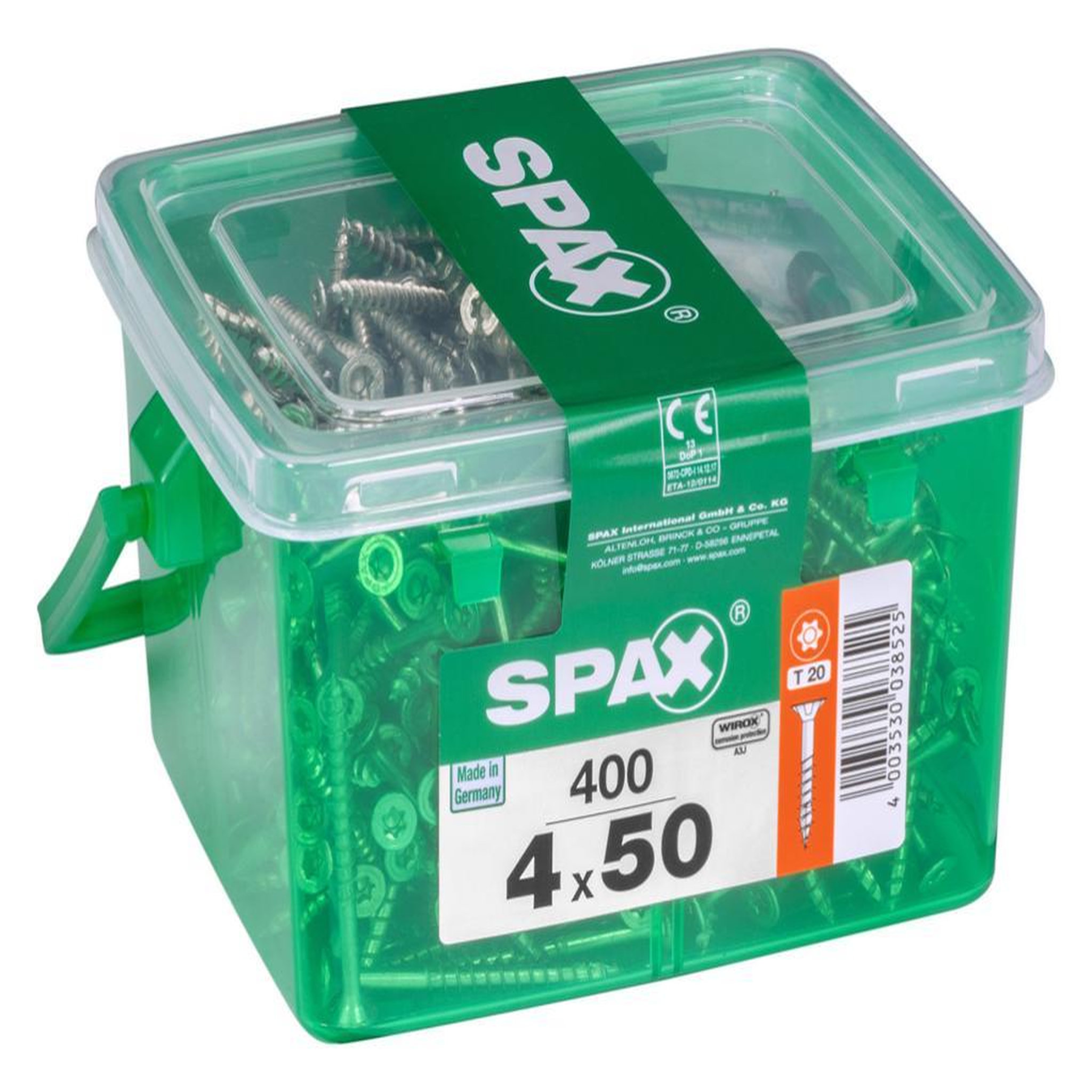 CENTRALE BRICO Lot de 400 vis acier tête fraisée torx SPAX, Diam.4 mm x L.50 mm