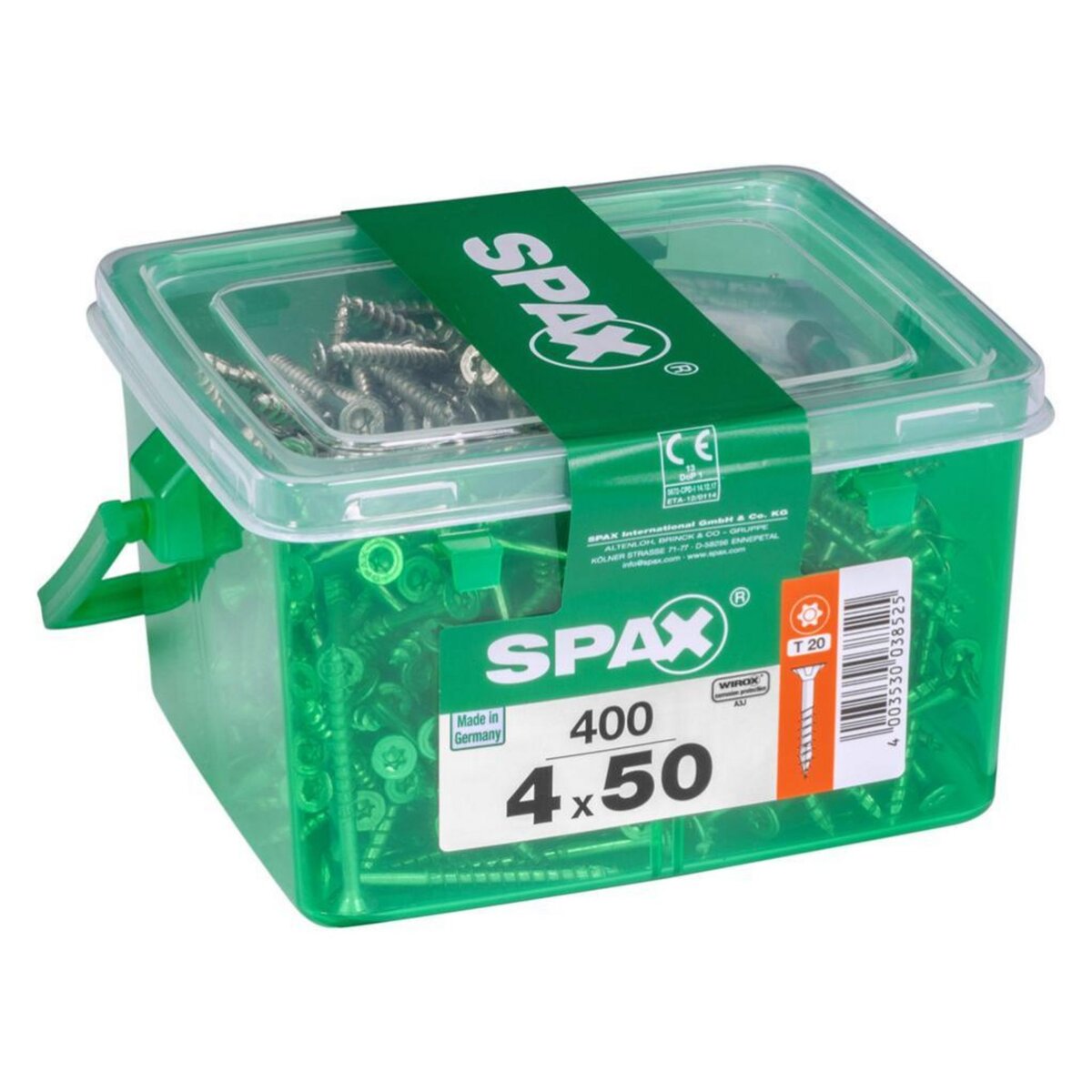 CENTRALE BRICO Lot de 400 vis acier tête fraisée torx SPAX, Diam.4 mm x L.50 mm