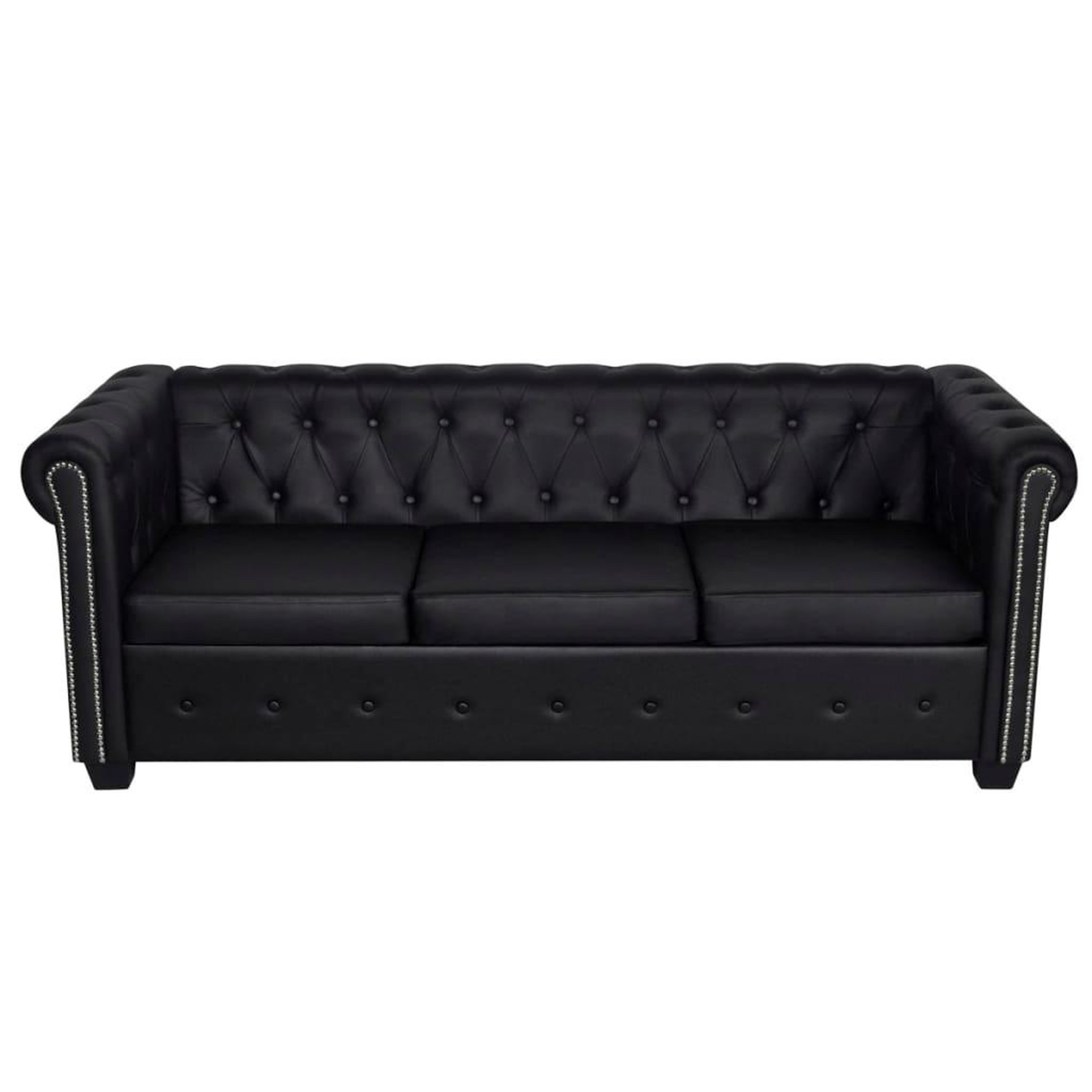 Voir la diapositive 2 : VIDAXL Canape Chesterfield a 3 places cuir synthetique noir