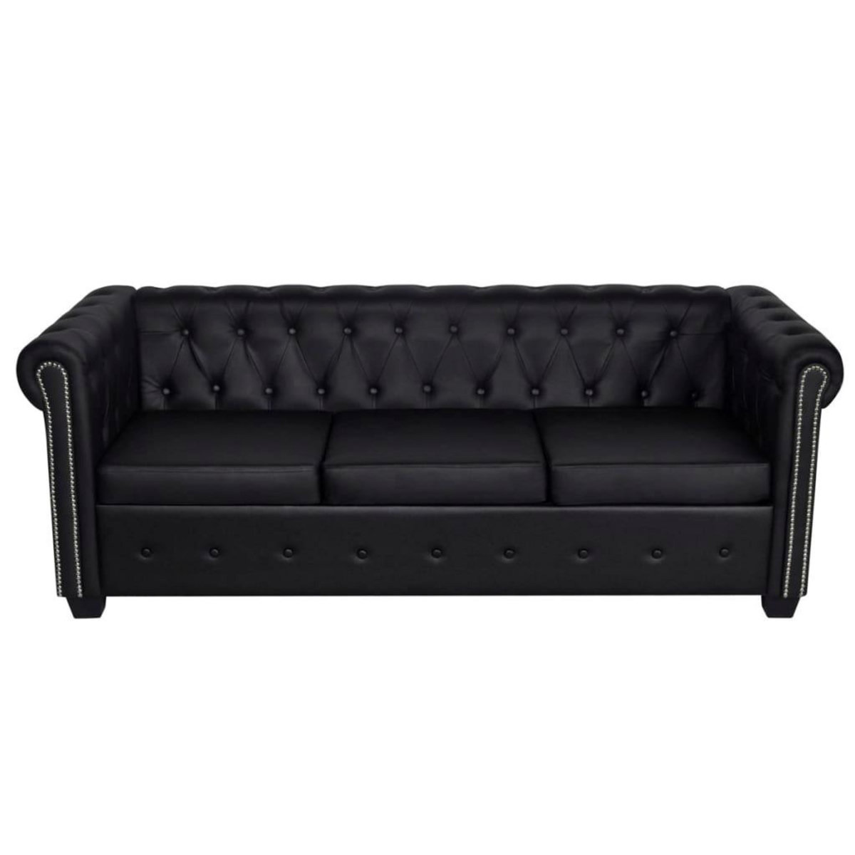 VIDAXL Canape Chesterfield a 3 places cuir synthetique noir
