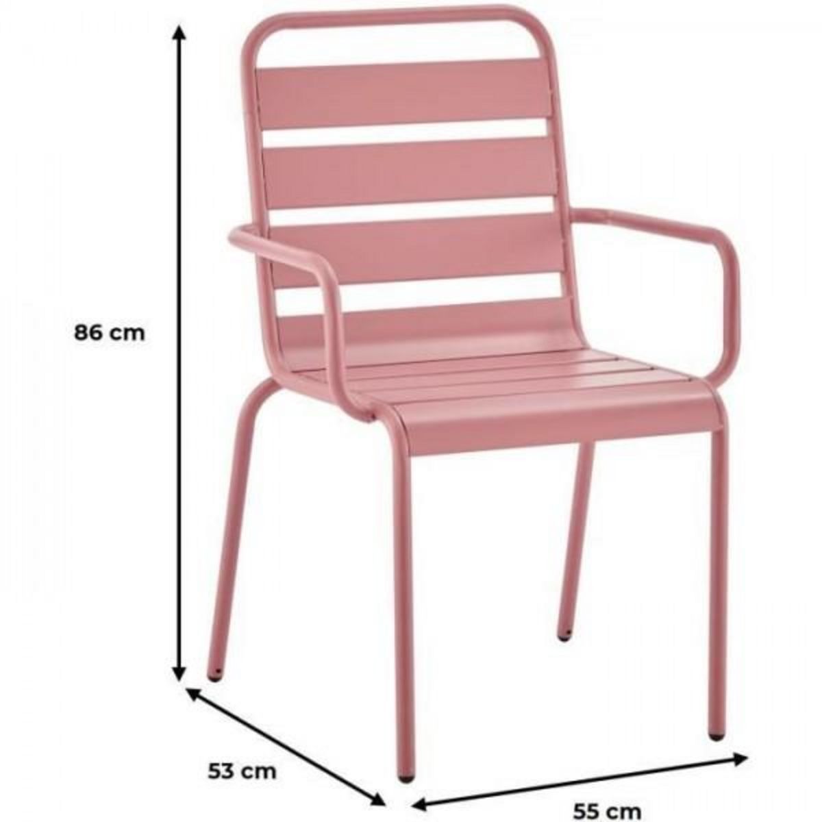 MARKET24 Lot de 4 fauteuils de jardin - Acier - Rose - IRONFT4RZ - 43 x 58 x 86 cm